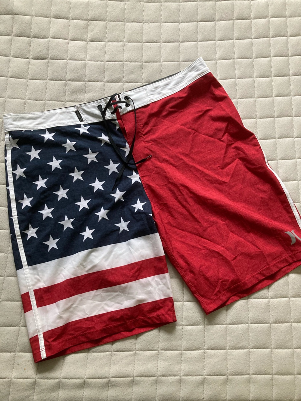 Hurley Men's Red, White & Blue American Flag Swim Shorts